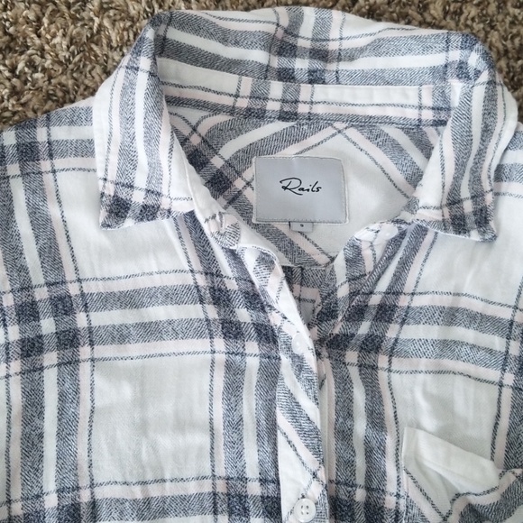 Rails pink white and black plaid button down - Picture 2 of 4